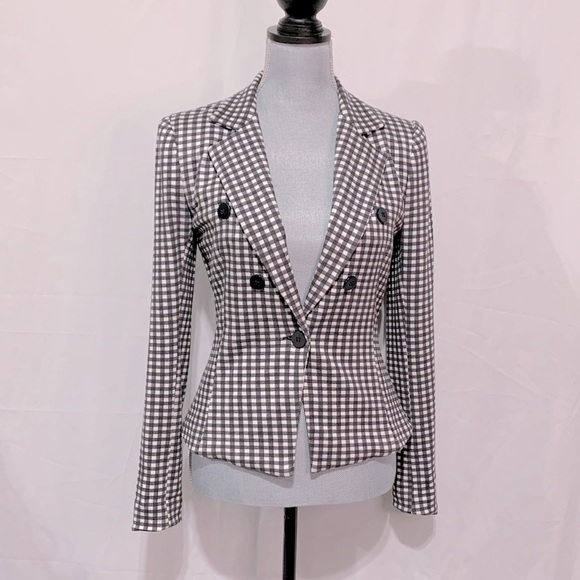 BAILEY/44 gingham checkered black white knit blazer lined size small - Picture 11 of 11